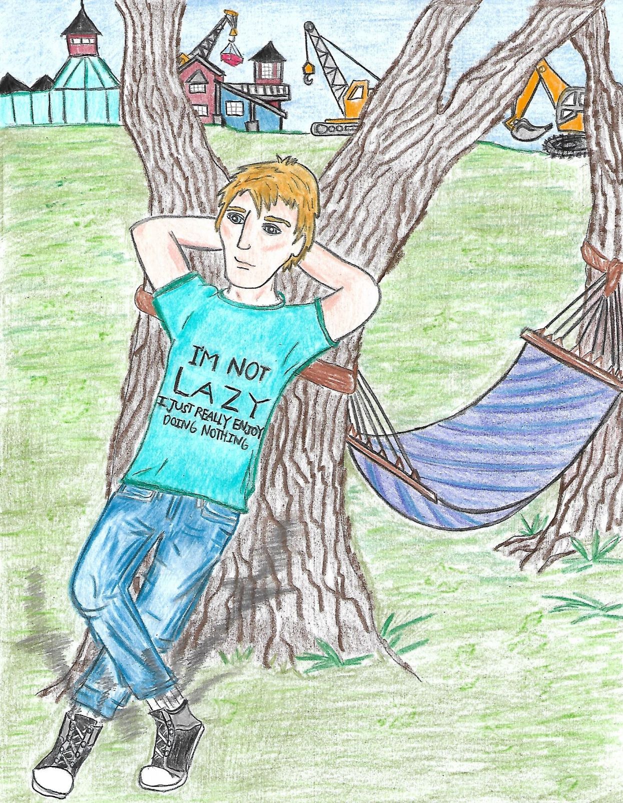 Illustration by Audrey Jolly John Ventor Leaning Against a Tree