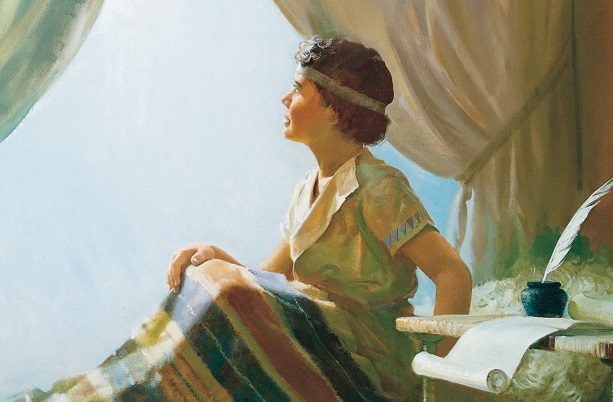 God Appears in a Night Vision to the Boy Prophet Samuel, by Harry Anderson Painting of the boy Samuel rising from his bed upon hearing a voice call his name