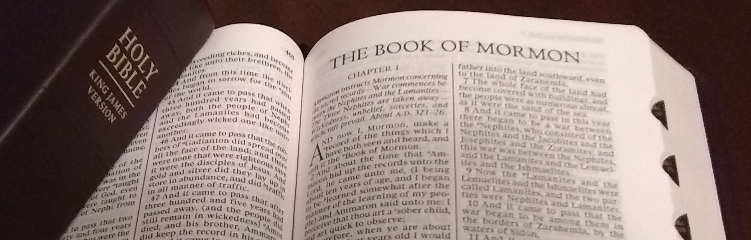 Photo of the Bible and the Book of Mormon